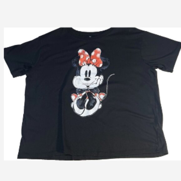 Disney Minnie Mouse Top T-Shirt Women's Size XXL Black Short Sleeve Tagless - Picture 2 of 4